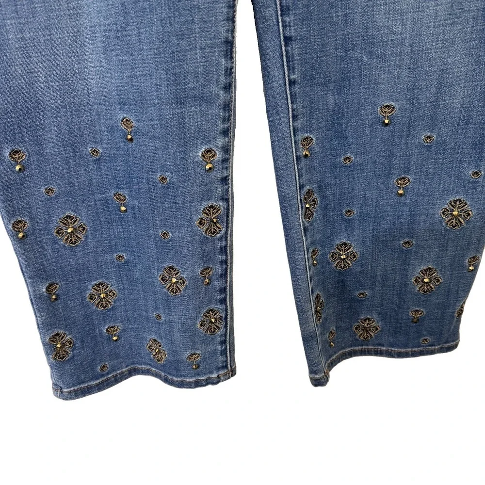 Chicos SO SLIMMING Jeans Woman 18P/3.5P GIRLFRIEND ANKLE EMBELLISHED Crystals